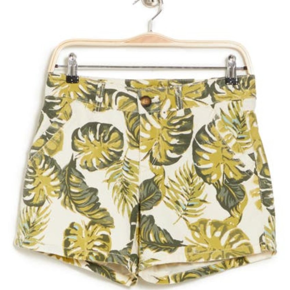 UNIONBAY Tropical Palm Leaf Print Shorts Size 16 Natural Off-white, Green - Picture 10 of 10
